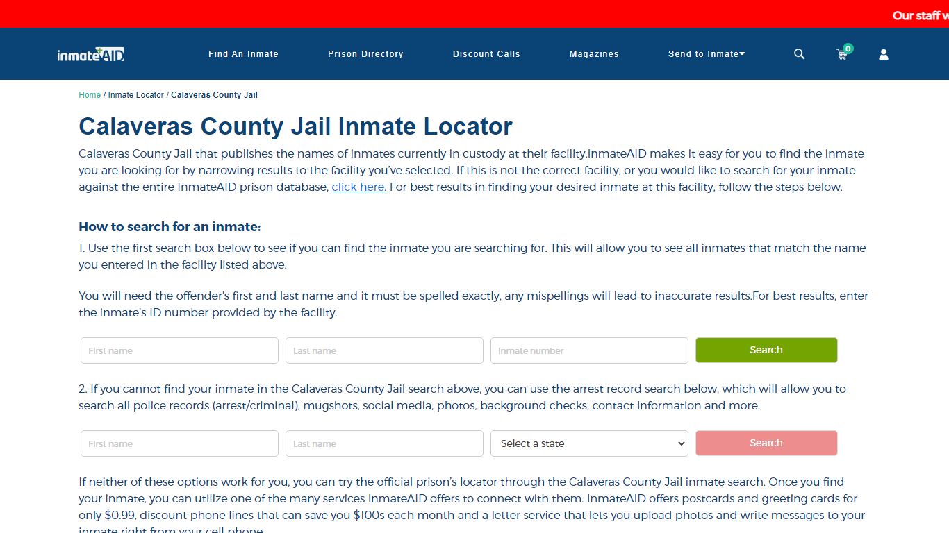 Calaveras County Jail Inmate Locator - Help for Inmates ...