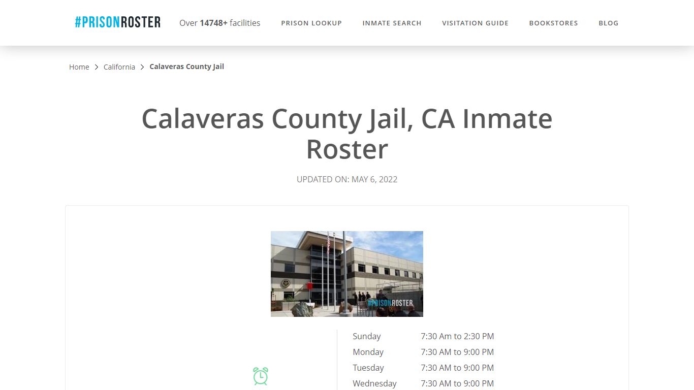 Calaveras County Jail, CA Inmate Roster